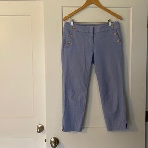 Loft blue with white pinstripe and button detail (size 2)